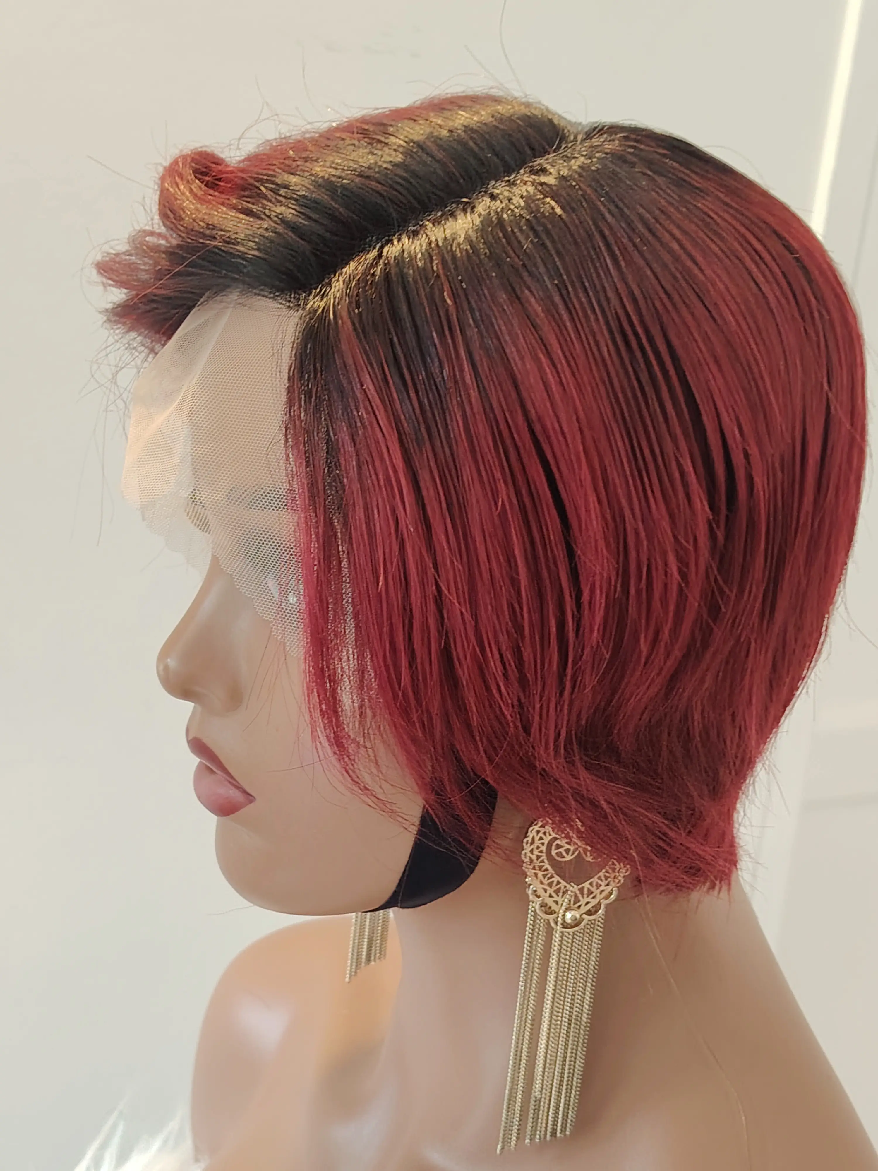 Perruque pixie cut-couleur 1/99j noir & bordeaux